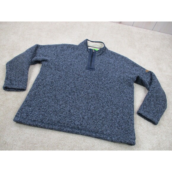 Orvis Sweater Men Extra Large Blue Heavyweight Fleece Outdoor Zip Pullover Camp - Picture 2 of 12